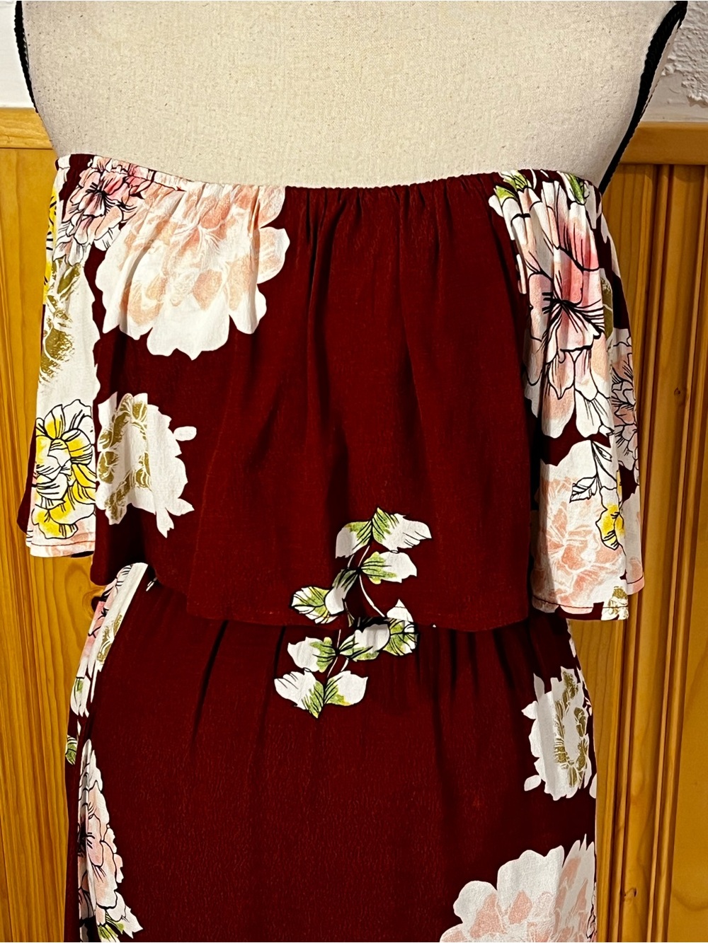 ASTR The Label Off-Shoulder Floral Midi Dress Sz-S - Picture 3 of 12